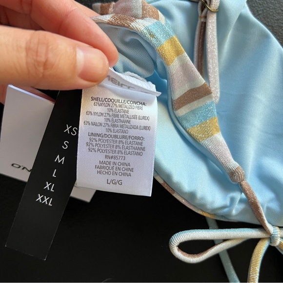 O’Neill Metallic Heidi Stripes Surfside Bralette Bikini Top-NWT-Size Large - Picture 10 of 11